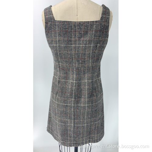 Women's Vintage Plaid Sleeveless Dress